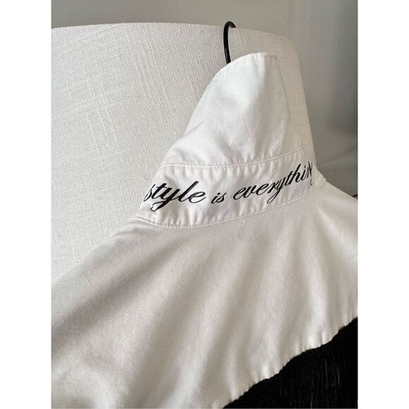 Norma Kamali Fringe Button Down Blouse - Timeless Style Is Everything But Fashio - Picture 8 of 13